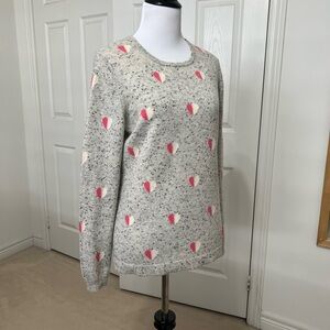 Talbots CASHMERE Grey and Pink Patterned Sweater